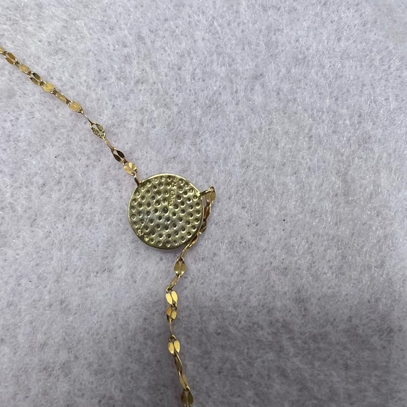 Dainty Fine Circle Reversible Gold/Sparkle CZ Necklace 18” - Picture 11 of 13